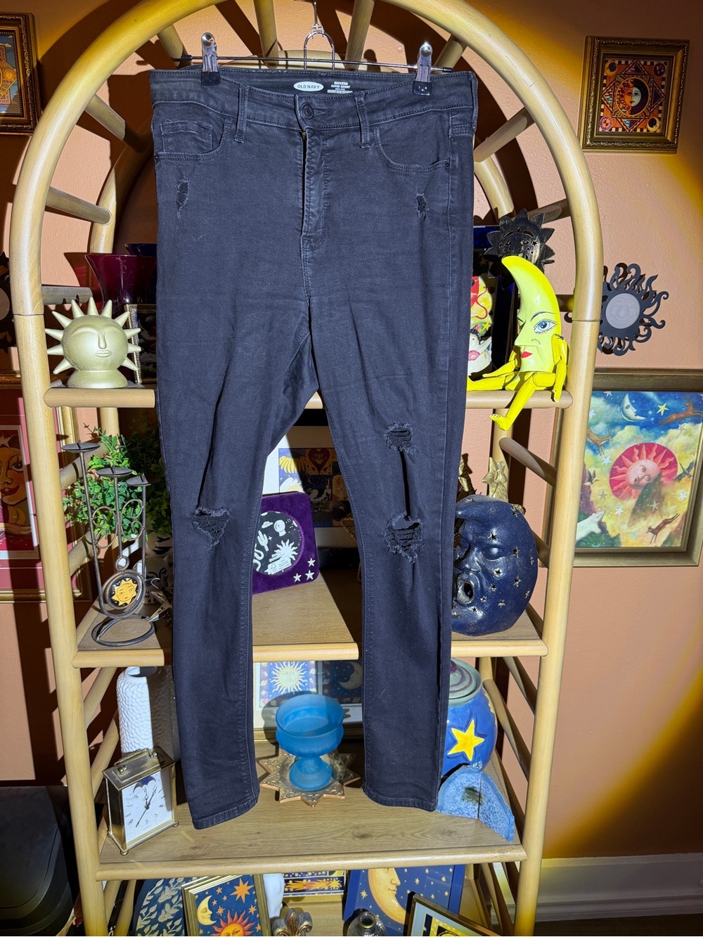 Old Navy Black Distressed Skinny Jeans